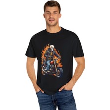 Young Fit Baskılı Erkek Motorcu Tişört %100 Pamuk