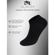 Aurum 12 Çift Pamuklu Erkek - Kadın Siyah Patik Çorap Bilek Boy Koşu Ve Yürüyüş Çorabı