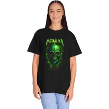 Young Fit Metalica Baskılı Siyah Unisex Tişört