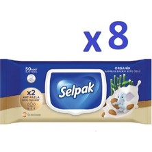 Selpak Organik Bambu Özlü & Badem Sütü Özlü Islak Mendil 50'li x 8 Paket