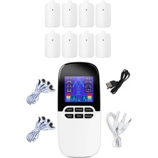 Çift Kanallı Şarjlı Renkli Ekranlı 8 Pedli Fizik Tedavi Tens Cihazı Ems Masaj Aleti