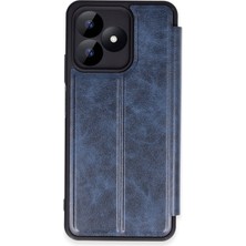 Denza Case Realme Note 50 4g Kılıf Içi Süet Kartvizitli Standlı Kapak - Lacivert