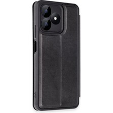 Denza Case Realme Note 50 4g Kılıf Içi Süet Kartvizitli Standlı Kapak - Siyah