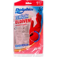 Dolphin Lateks Temizlik ve Bulaşık Eldiveni Kırmızı (L) 5 Çift