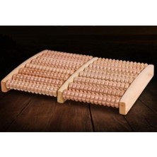 Döner Makaralı Ayak Dinlendirici 12 Makara ile Ayak Taban Masajcısı Çiftli Ahşap Ayak Masaj Aleti