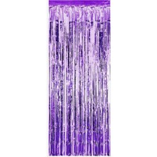 Metalize Parti Perdesi Kapı ve Fon Perdesi Mor 90X200
