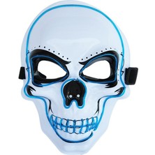 Parti Adresi Cadılar Bayramı Işıklı Iskelet Maske Halloween Parti Kostüm Aksesuarı Mavi