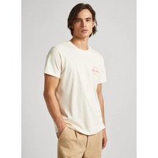 Pepe Jeans Bisiklet Yaka Baskılı Ekru Erkek T-Shirt PM509210 804 Craıg