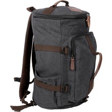 Bagacar Orjinal Kanvas Kumaş Silindir Okul Günlük ve Seyahat Sırt Çantası Siyah