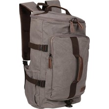 Bagacar Orjinal Kanvas Kumaş Silindir Okul Günlük ve Seyahat Sırt Çantası Gri