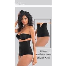 Dikişsiz İz Yapmaz S-M-L-XL-2XL-3XL Beden Toparlayıcı Yüksek Bel Kadın Slip Külot Korse Siyah
