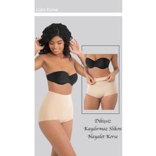 Toparlayıcı İz Yapmaz S-M-L-XL-2XL-3XL Beden Lazer Kesim Yüksek Bel Kadın Slip Korse Ten