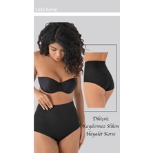 Toparlayıcı İz Yapmaz S-M-L-XL-2XL-3XL Beden Lazer Kesim Yüksek Bel Kadın Slip Korse Siyah