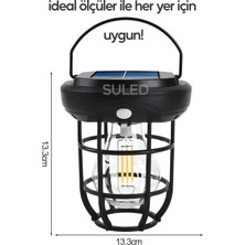 Suled Solar Şarjlı Hareket Sensörlü LED Fener Işık 15W Askılı 3 Modlu Otomatik LED Kamp Bahçe Lambası