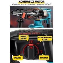 Dager DGR-4144 Kömürsüz 21 V 3 Ah Çift Akülü Şarjlı 3 Fonksiyon Kırıcı-Delici Hilti Matkap Setli + Pas Sökücü