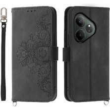 Manyi Mall Realme Gt6 5g Darbeye Dayanıklı Kabartmalı Çoklu Kredi Kartı Yuvaları Için Flip Case (Yurt Dışından)