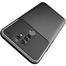 FUJİMAX Xiaomi Redmi 9 Kılıf Darbe Emici Uzun Ömürlü Dayanıklı Parmak Izi Yapmaz Karbon Tasarım Negro Silikon Kılıf