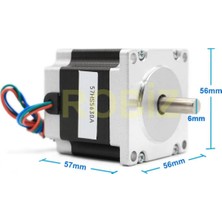 Roboyol Store 57HS5630 Nema 23 Step Motor 1.1nm 2.7V 3A 6mm D Mil 2 Faz 1.8 Derece 200 Adıım 3D Yazıcı