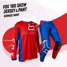 Fox 180 Skew Kırmızı Mavi Jersey Pantolon Takım