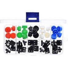 Roboyol Store Kutulu 12X12MM 25 Adet Başlıklı Tact Buton Set 4 Pin 5 Renk Dokunmatik Anlık Basmalı Düğme