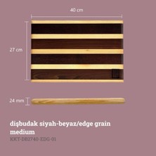 KAF Ahşap Dişbudak Siyah-Beyaz Edge Grain Kesme Tahtası Medium