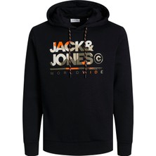 Jack & Jones Jack Jones Yazı Baskılı Kapüşonlu Erkek Sweatshirt 12256821