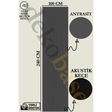 Base 100 x 240 cm Antrasit Renk Akustik Ahşap Duvar Paneli