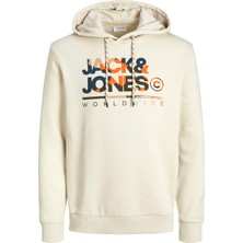 Jack & Jones Jack Jones Yazı Baskılı Kapüşonlu Erkek Sweatshirt 12256821