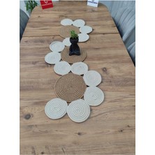 My Doğa Store Jüt, Hasır, Dekoratif Masa Örtüsü,papatya Model Runner 30X100 Cm, Sehpa Örtüsü, Bohem Tarzı