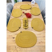 Jüt Hasır Amerikan Servis Oval Supla ve Bardaklık 12 Li