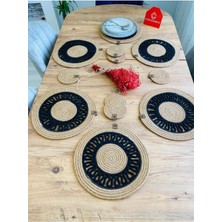 Jüt Hasır Amerikan Servis Supla ve Bardak Altı 12 Parça