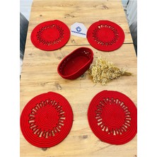 Jüt Hasır Amerikan Servis Supla ve Sepet 5 Parça