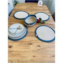 Jüt Hasır Amerikan Servis Supla ve Sepet 5 Parça