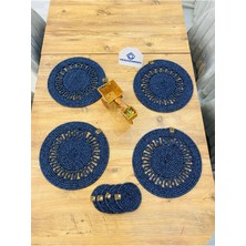 Jüt Hasır Amerikan Servis Supla ve Bardak Altı 8 Parça