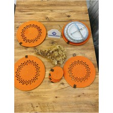 Jüt Hasır Amerikan Servis Supla ve Bardak Altı 8 Parça