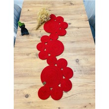 Jüt, Hasır, Dekoratif Masa Örtüsü,papatya Model Runner 30 x 100  cm , Sehpa Örtüsü, Bohem Tarzı