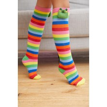 Katia & Bony Colored Frog Kız Çocuk Dizaltı Çorap Desenli