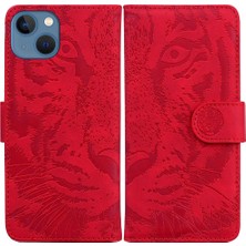 SZY Mall IPhone 13 Için Flip Case Kickstand Koruyucu Kabartmalı Sevimli Kaplan Deri (Yurt Dışından)