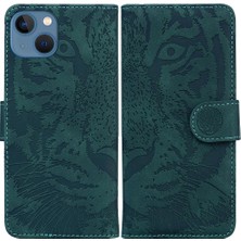 SZY Mall IPhone 15 Için Flip Case Artı Kabartmalı Sevimli Kaplan Deri Cüzdan Kickstand (Yurt Dışından)