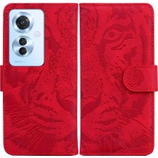 SZY Mall Oppo Oppo 11F 5g Için Flip Case Deri Cüzdan Kabartmalı Sevimli Kaplan (Yurt Dışından)