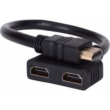 Qincao 1080P V1.4 Erkek Çift Dişi Adaptör Kablosu 1 In 2 Out Dönüştürücü Bağlantı Kablosu Kablosu HDMI Uyumlu 2 Çift Bağlantı Noktalı Y Splitter (Yurt Dışından)