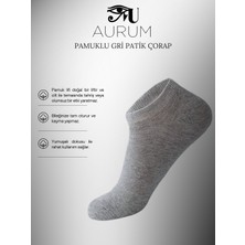 Aurum 12 Çift Pamuklu Erkek - Kadın Gri Patik Çorap Bilek Boy Koşu Ve Yürüyüş Çorabı