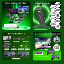Seyutech Nostalji Kablosuz Çift Kol Oyun Konsolu Uyumlu 4k-Hdmı 20000 Oyunlu 2.4g Retro Gaming Stick Atari