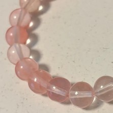 Uretti El Yapımı Çilek Kuvars Doğal Taş Kadın Bileklik  16CM - Pembe