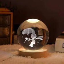 Keyfim Shop Küçük Prens Işıklı Ahşap Kaideli 2'lü Cam Küre 8cm*6cm