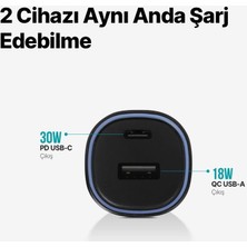 Ttec Süper Hızlı 48W 1xusb ve 1x Type-C Araç Şarj Cihazı, 12/24V Çakmaklık Girişli Akım Korumalı