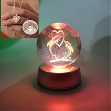 Keyfim Shop Kalpli Yunus  Tasarımlı 3D Cam Küre Isme Özel Melek Kolye Hediyeli