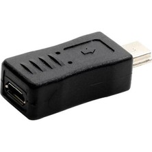 Qincao Siyah Mikro USB Dişi - Mini USB Erkek Adaptör Şarj Aleti Dönüştürücü Adaptör (Yurt Dışından)