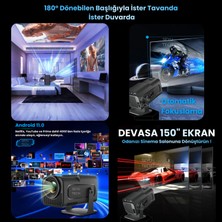 Seyutech Taşınabilir Sinema Dizi Film Projeksiyon 1080P/2K/4K Ev Sineması Dahili Android 11, Wifi & Bluetooth