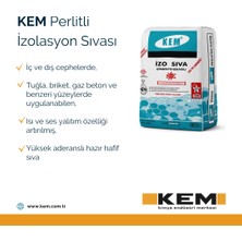 KEM İZO SIVA Perlitli İzolasyon Sıvası Beyaz 35KG Elyaf Donatılı İç/Dış Cephe Yalıtım Sıvası